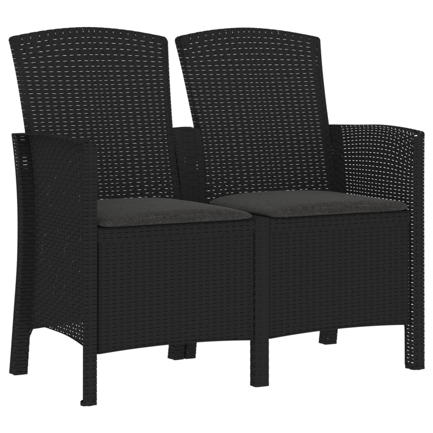 furnicato 2-Sitzer Gartenbank mit Kissen PP Rattan Graphit günstig online kaufen