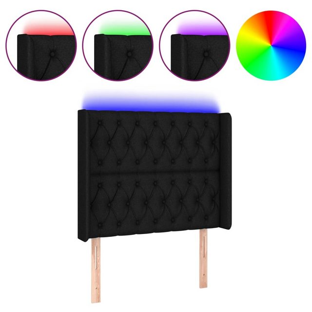 vidaXL Bett, LED Kopfteil Schwarz 103x16x118/128 cm Stoff günstig online kaufen