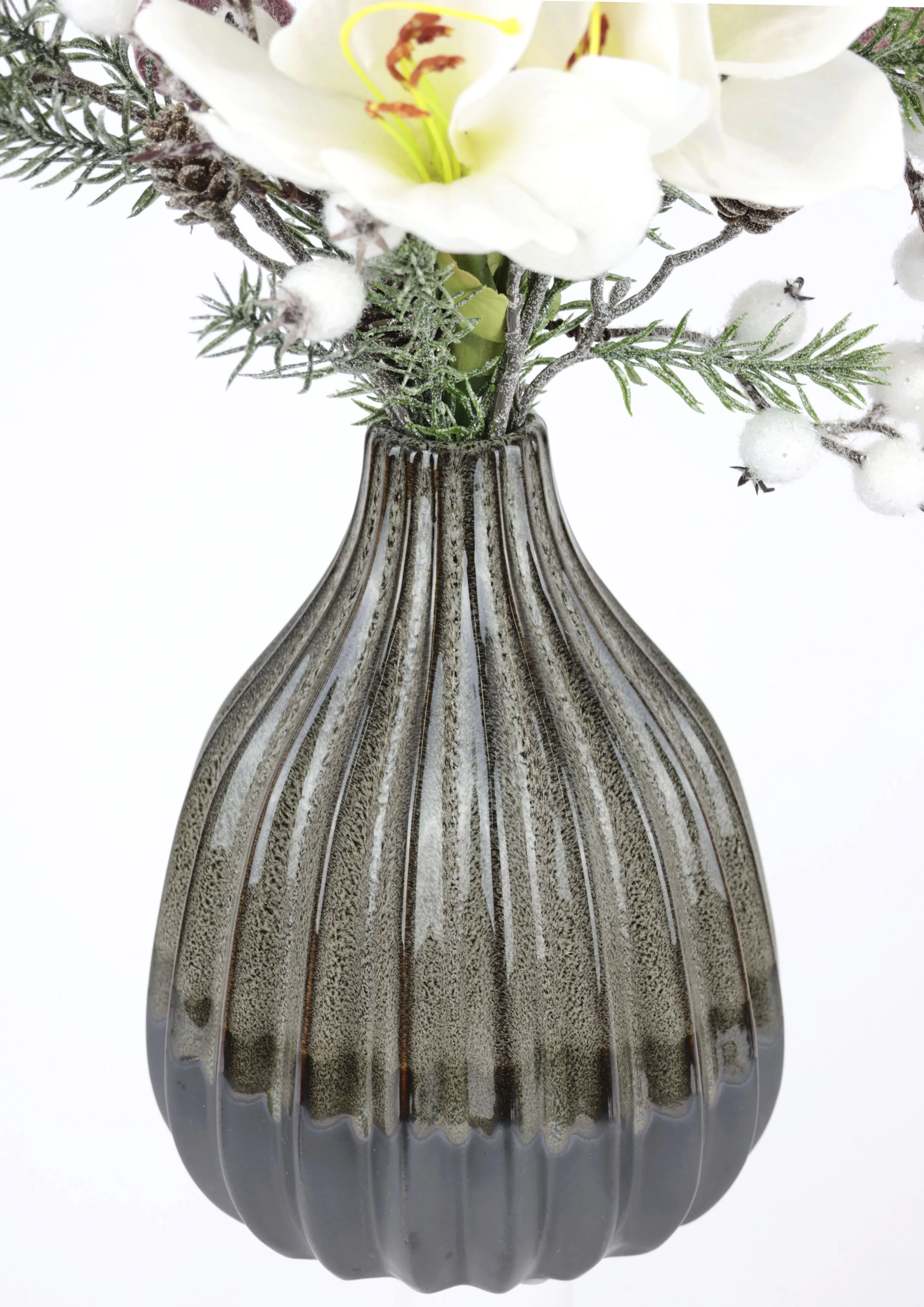 I.GE.A. Winterliche Kunstpflanze "Gesteck mit Amaryllis in Vase aus Keramik günstig online kaufen