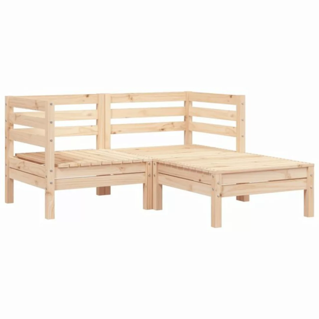 vidaXL Loungesofa Gartensofa 2-Sitzer mit Hocker Massivholz Kiefer, 1 Teile günstig online kaufen