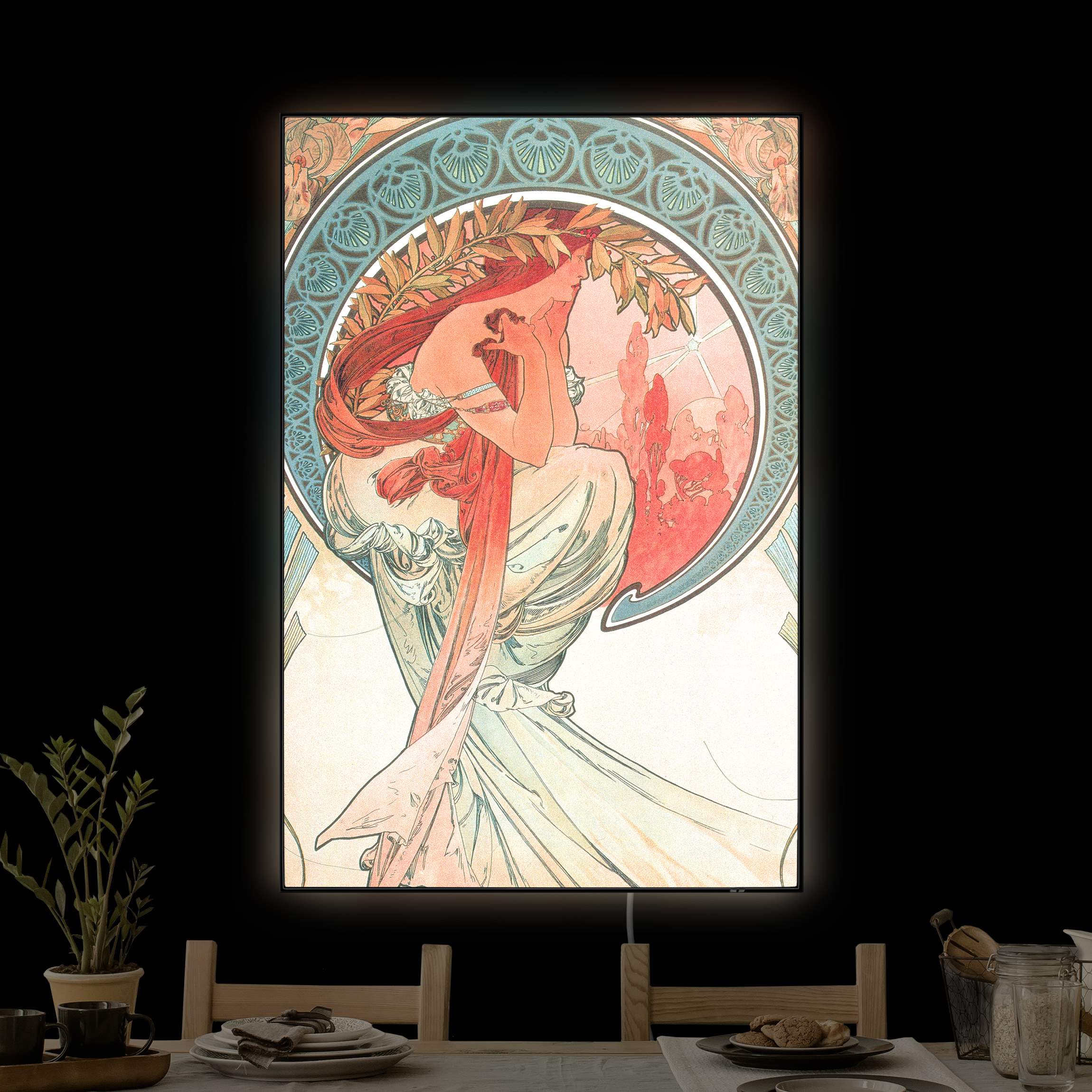 LED-Wechselbild Alfons Mucha - Vier Künste - Die Poesie günstig online kaufen