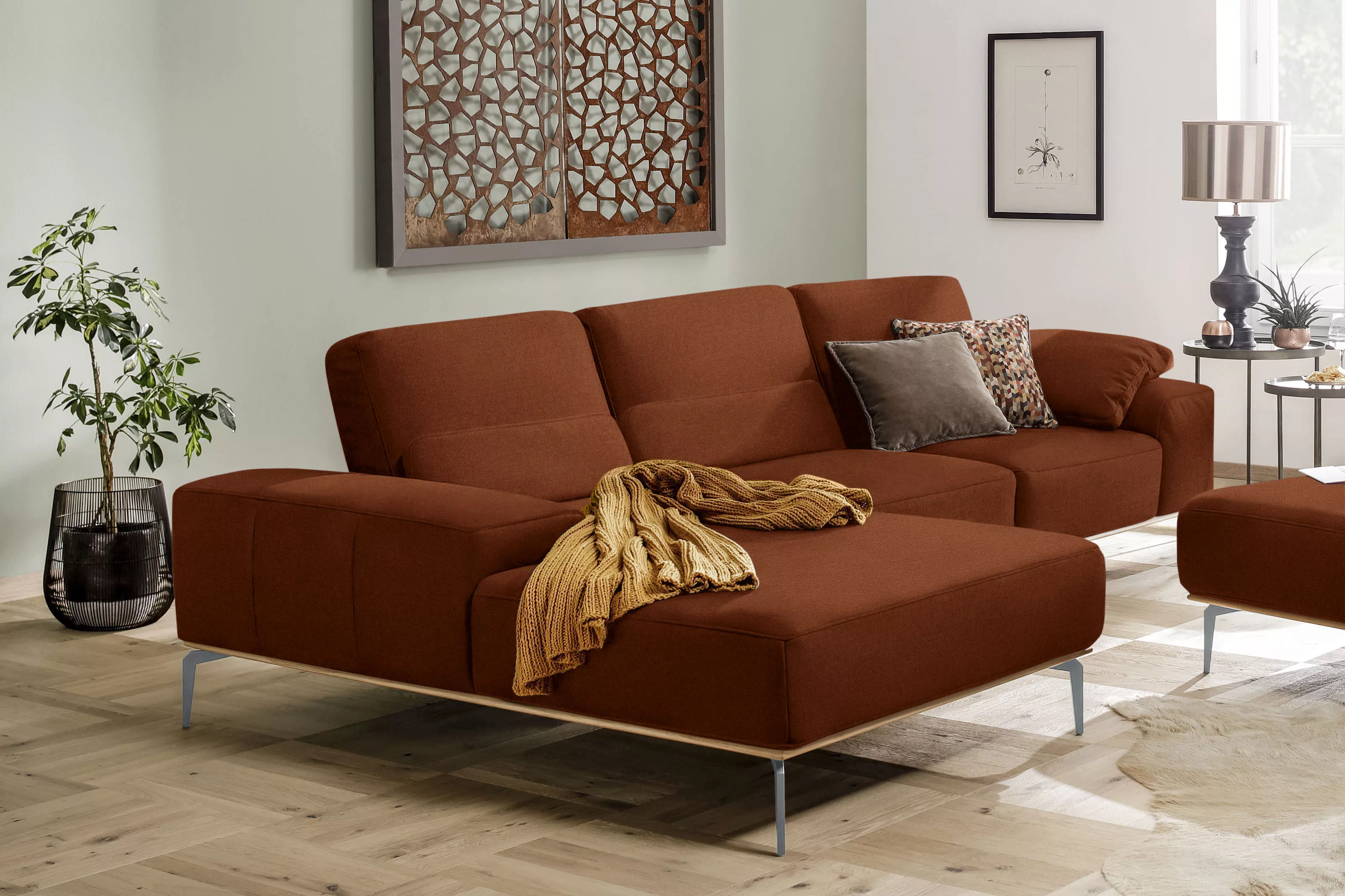 W.SCHILLIG Ecksofa run, mit elegantem Holzsockel, Füße in Silber matt, Brei günstig online kaufen