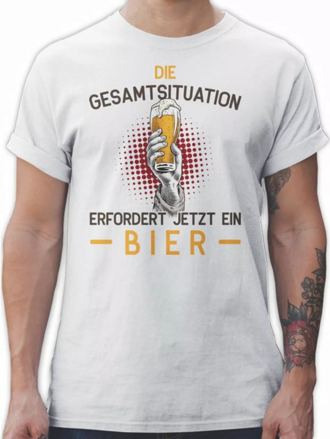 Shirtracer T-Shirt Die Gesamtsituation erfordert jetzt ein Bier - Geschenk günstig online kaufen