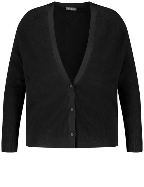 Samoon Cardigan Basic Strickjacke aus Rippstrick günstig online kaufen