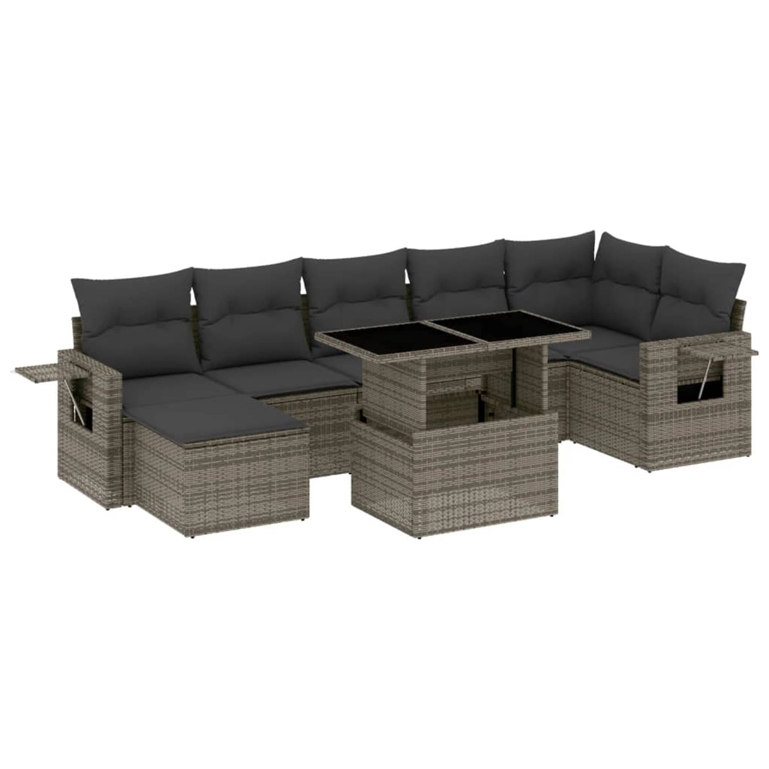 vidaXL 8-tlg Garten-Sofagarnitur mit Kissen Grau Poly Rattan Modell 151 günstig online kaufen