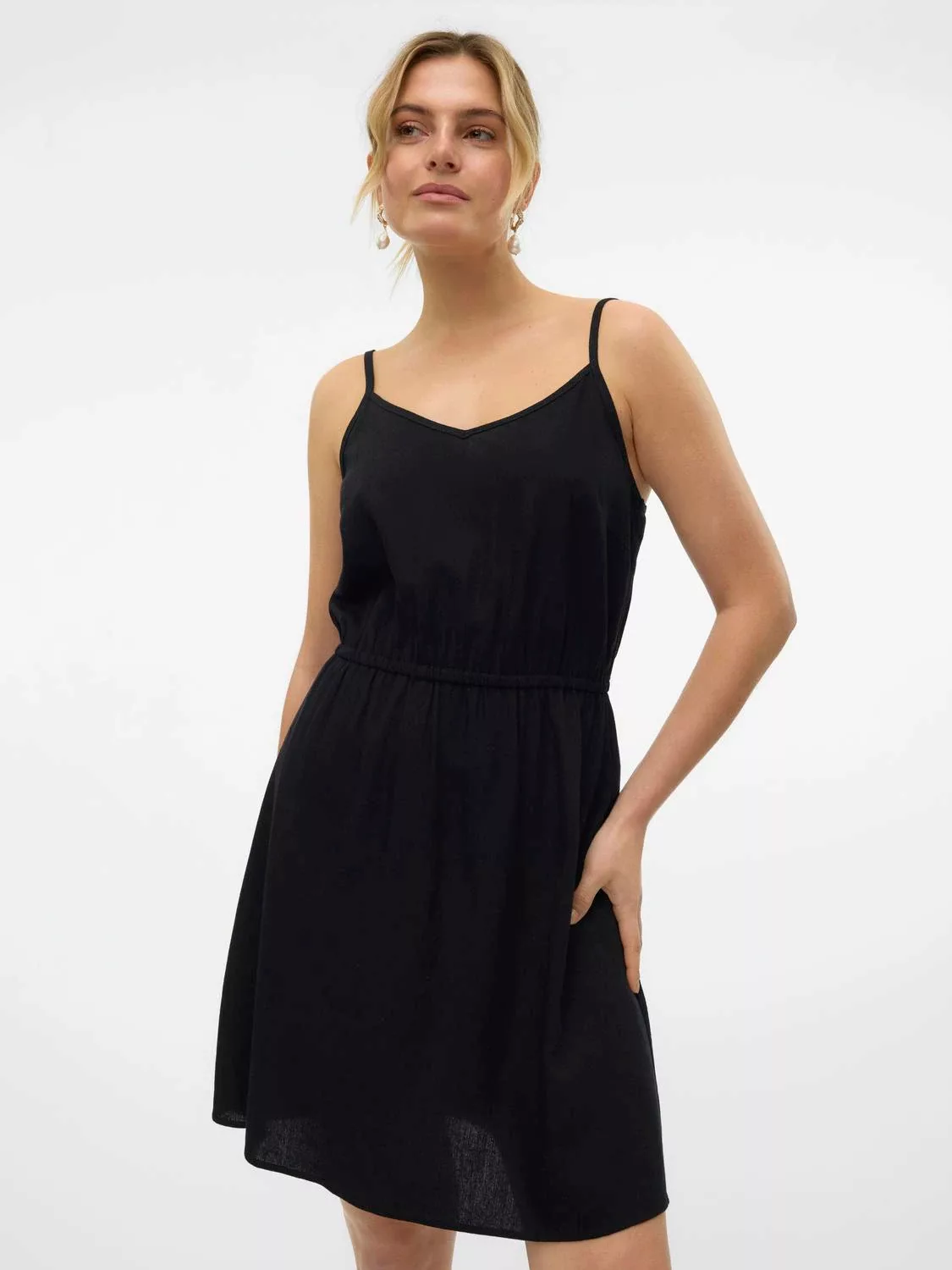 Vero Moda Trägerkleid VMMYMILO SINGLET SHORT DRESS WVN GA mit Leinen günstig online kaufen