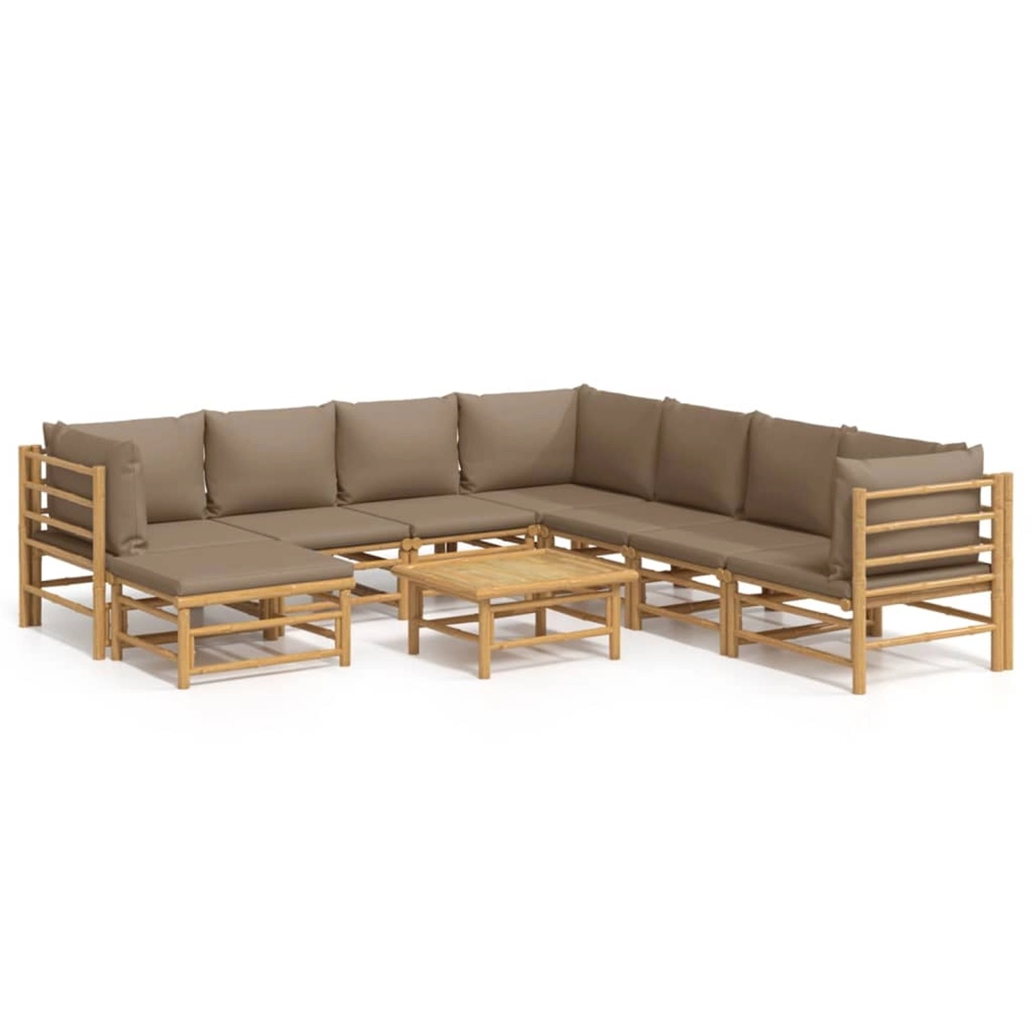 Vidaxl 9-tlg. Garten-lounge-set Mit Kissen Taupe Bambus günstig online kaufen