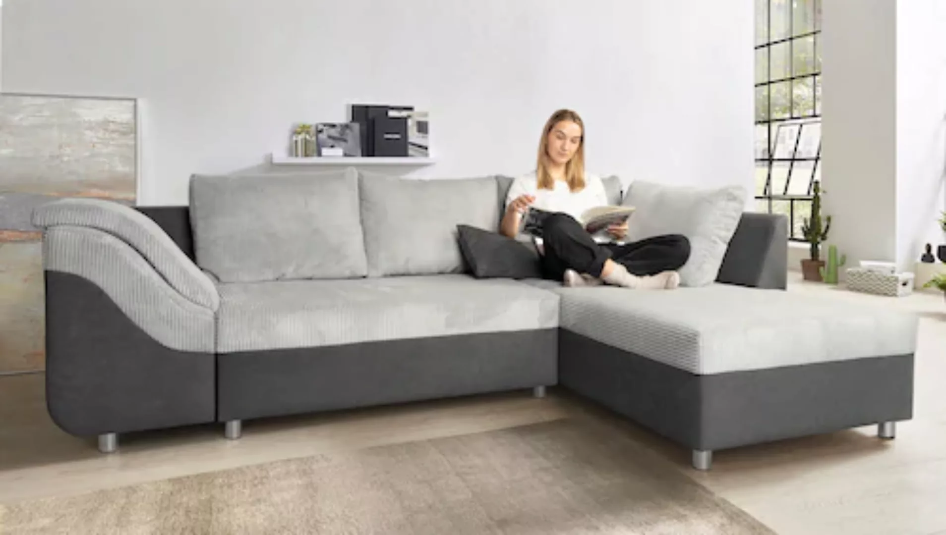 COLLECTION AB Ecksofa Sally L-Form, mit und ohne Bettfunktion, inklusive lo günstig online kaufen
