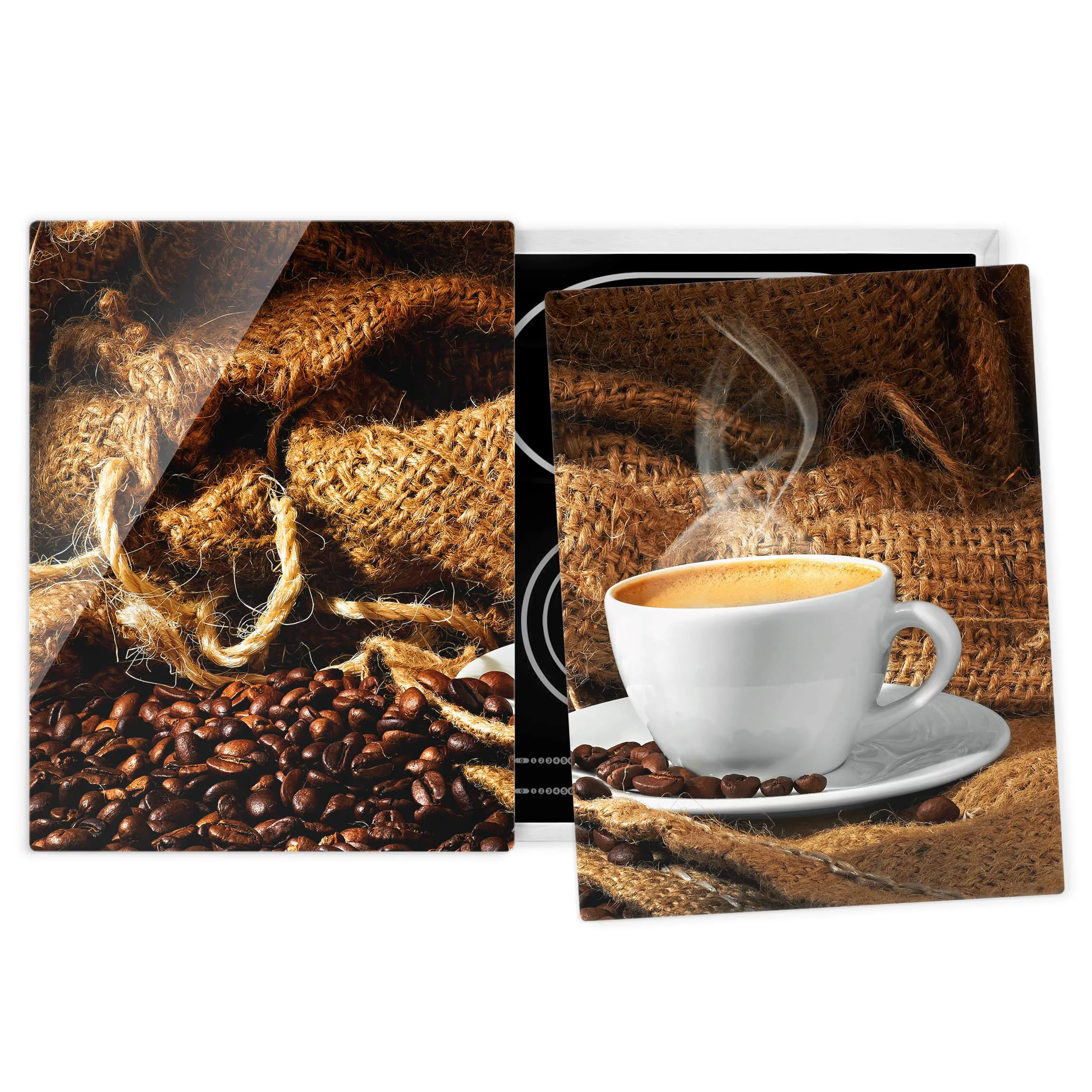 2-teilige Herdabdeckplatte Glas Kulinarisch Kaffee am Morgen günstig online kaufen