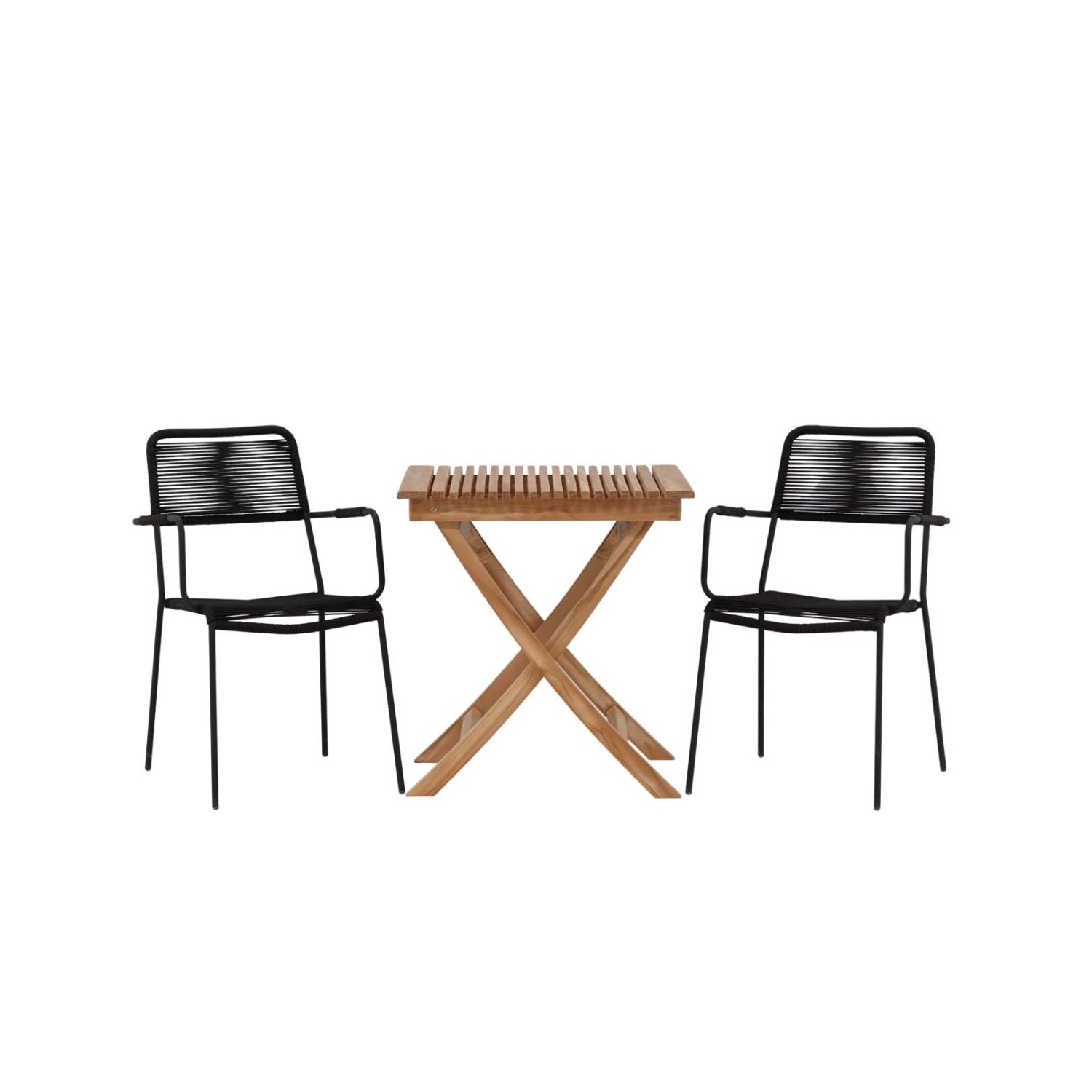 ebuy24 Ghana Gartenset Tisch 2 Stühle Natur Schwarz günstig online kaufen