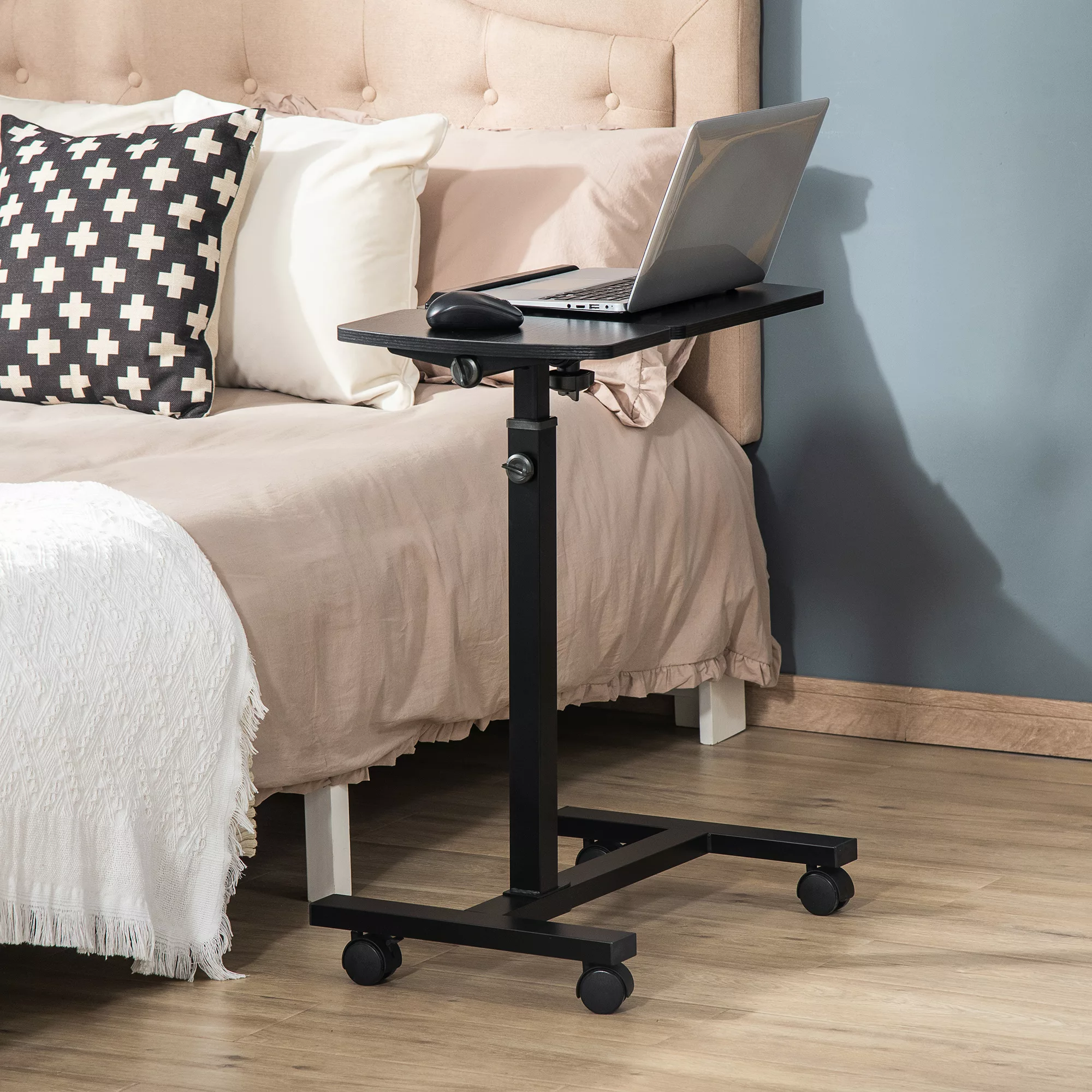 HOMCOM Mobiler Beistelltisch  Laptop Ständer mit Rädern, Höhenverstellbar & günstig online kaufen