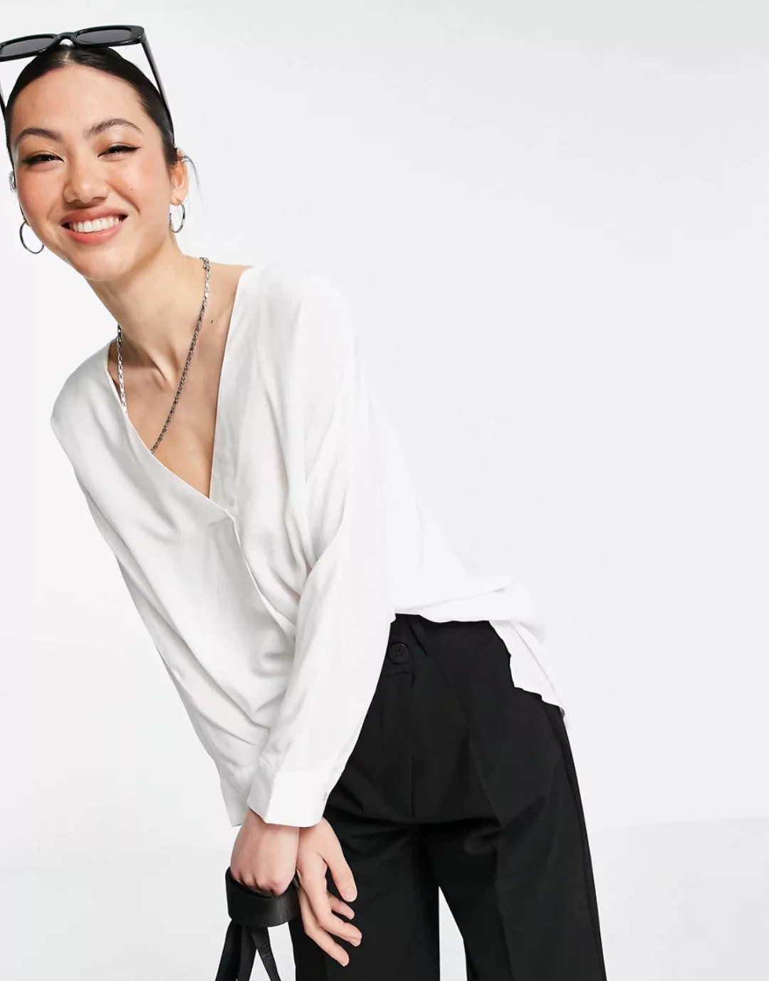 Mango – Oversize-Bluse in Weiß günstig online kaufen