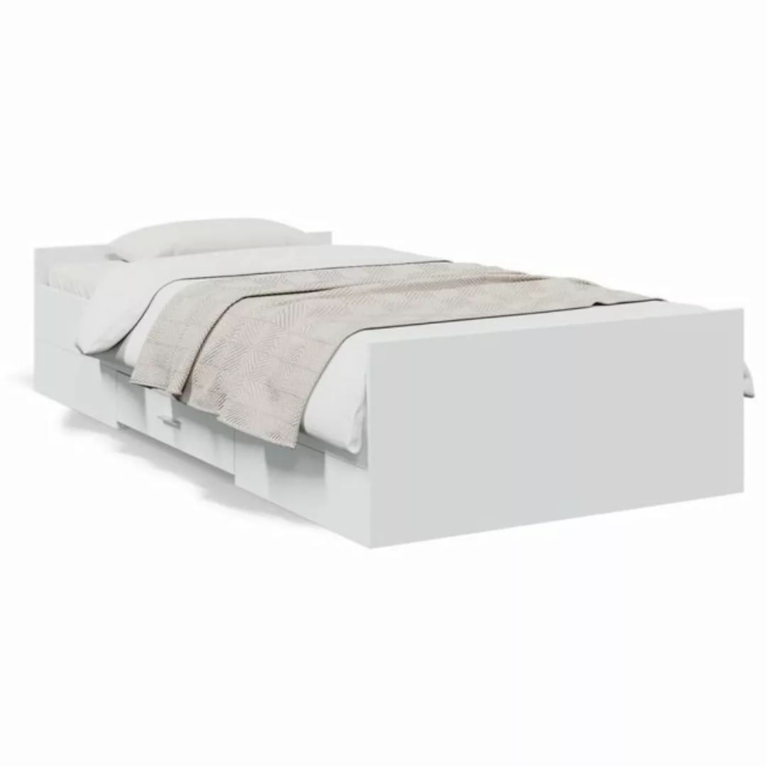 vidaXL Bettgestell Bettgestell mit Schubladen Weiß 100x200 cm Holzwerkstoff günstig online kaufen