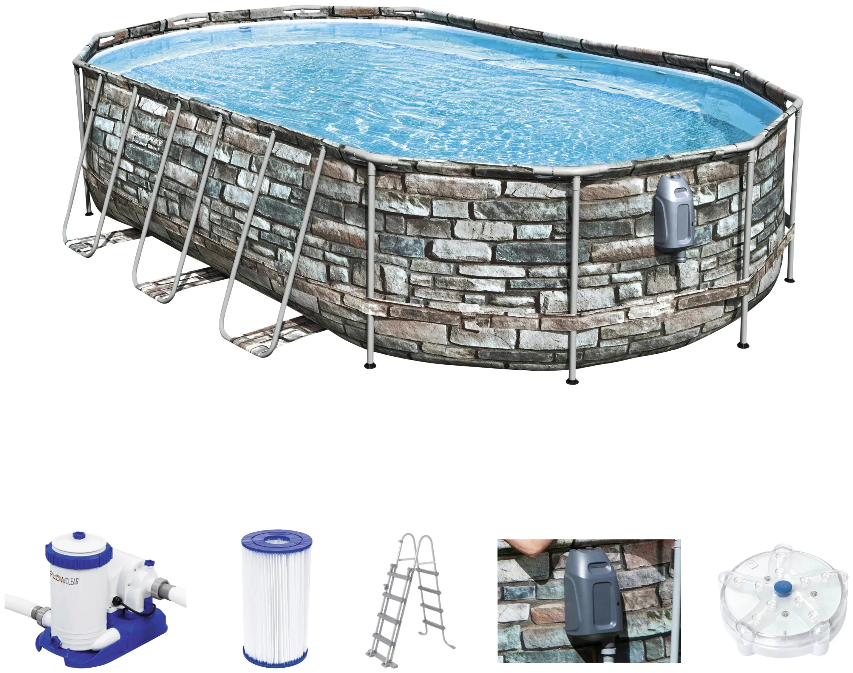 Power Steel™ Comfort Jet™ Frame Pool 610 x 366 x 122 cm günstig online kaufen