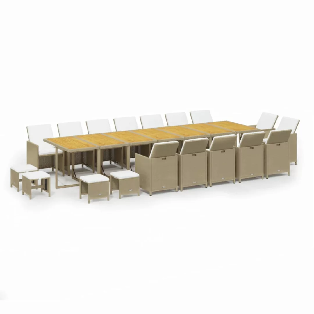 Vidaxl 19-tlg. Garten-essgruppe Mit Kissen Poly Rattan Beige günstig online kaufen