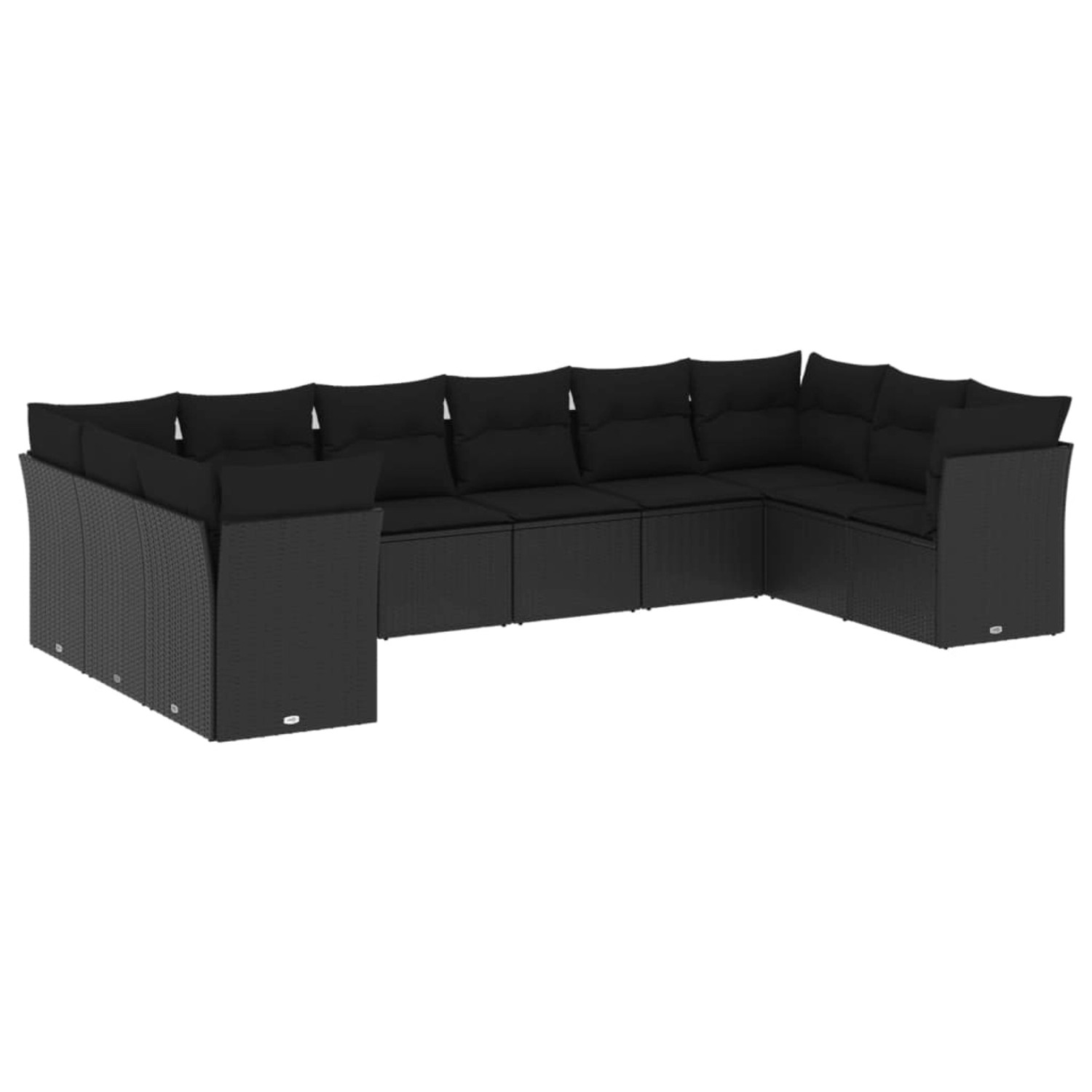 vidaXL 10-tlg Garten-Sofagarnitur mit Kissen Schwarz Poly Rattan Modell 29 günstig online kaufen