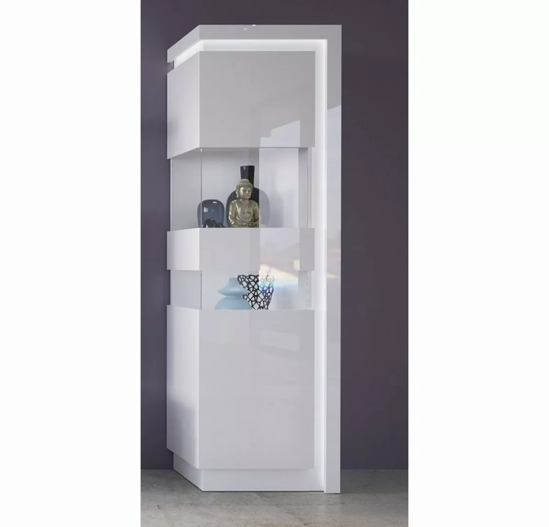 Lomadox Vitrine LYNDHURST-129 weiß Hochglanz mit LED Beleuchtung, 60/198,5/ günstig online kaufen