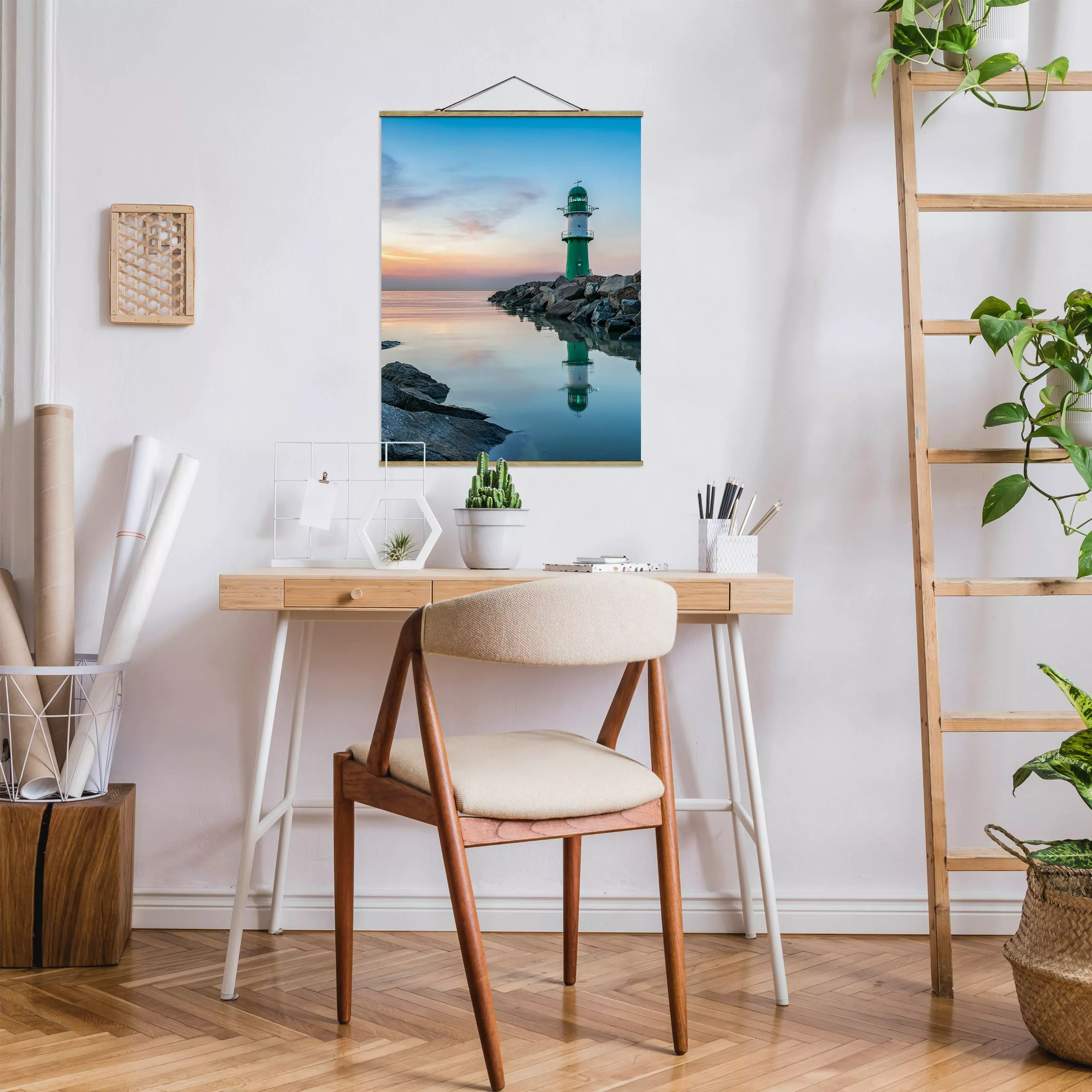 Stoffbild mit Posterleisten Sunset at the Lighthouse günstig online kaufen