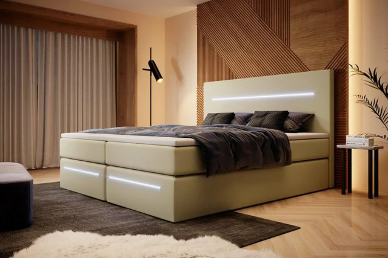 Luxusbetten24 Boxspringbett Sejour, mit LED-Beleuchtung und Stauraum günstig online kaufen