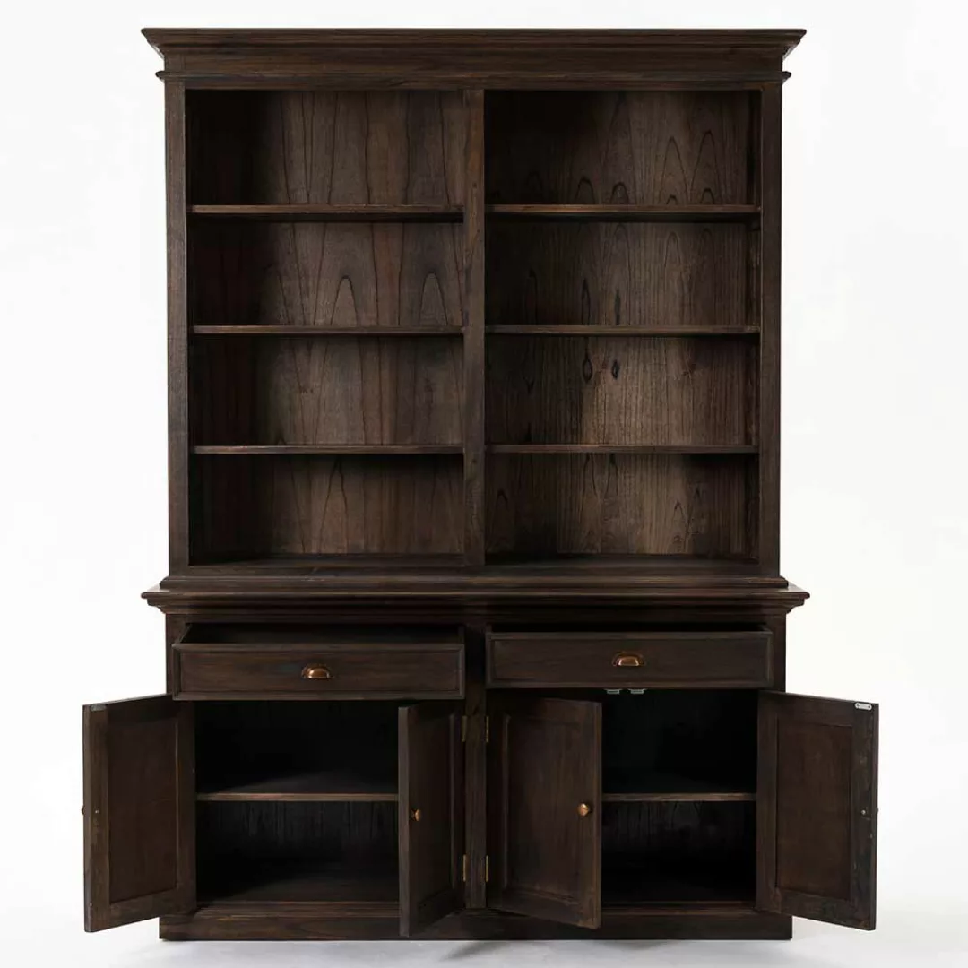 Kolonial Bücherschrank in Holz Black Wash 220 cm hoch günstig online kaufen