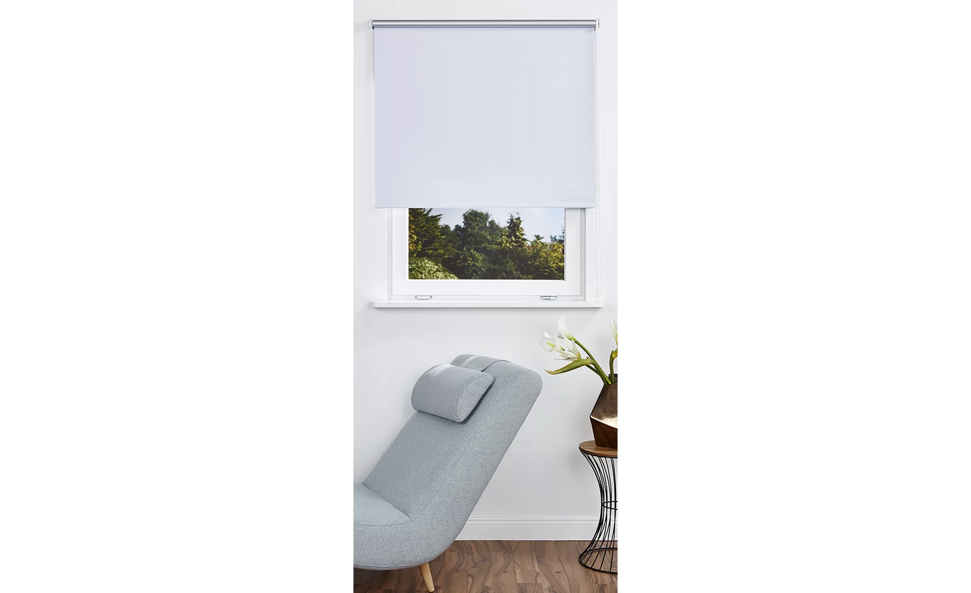 KHG Seitenzugrollo - weiß - Polyester - 92 cm - Sconto günstig online kaufen