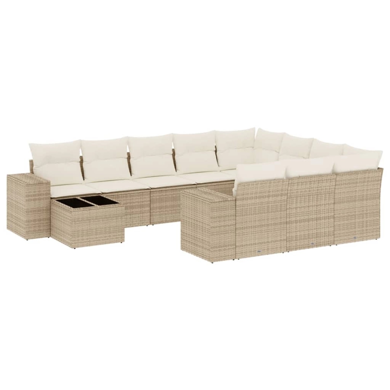 vidaXL 11-Tlg Garten-Sofagarnitur mit Kissen Beige Poly Rattan 3223127 günstig online kaufen