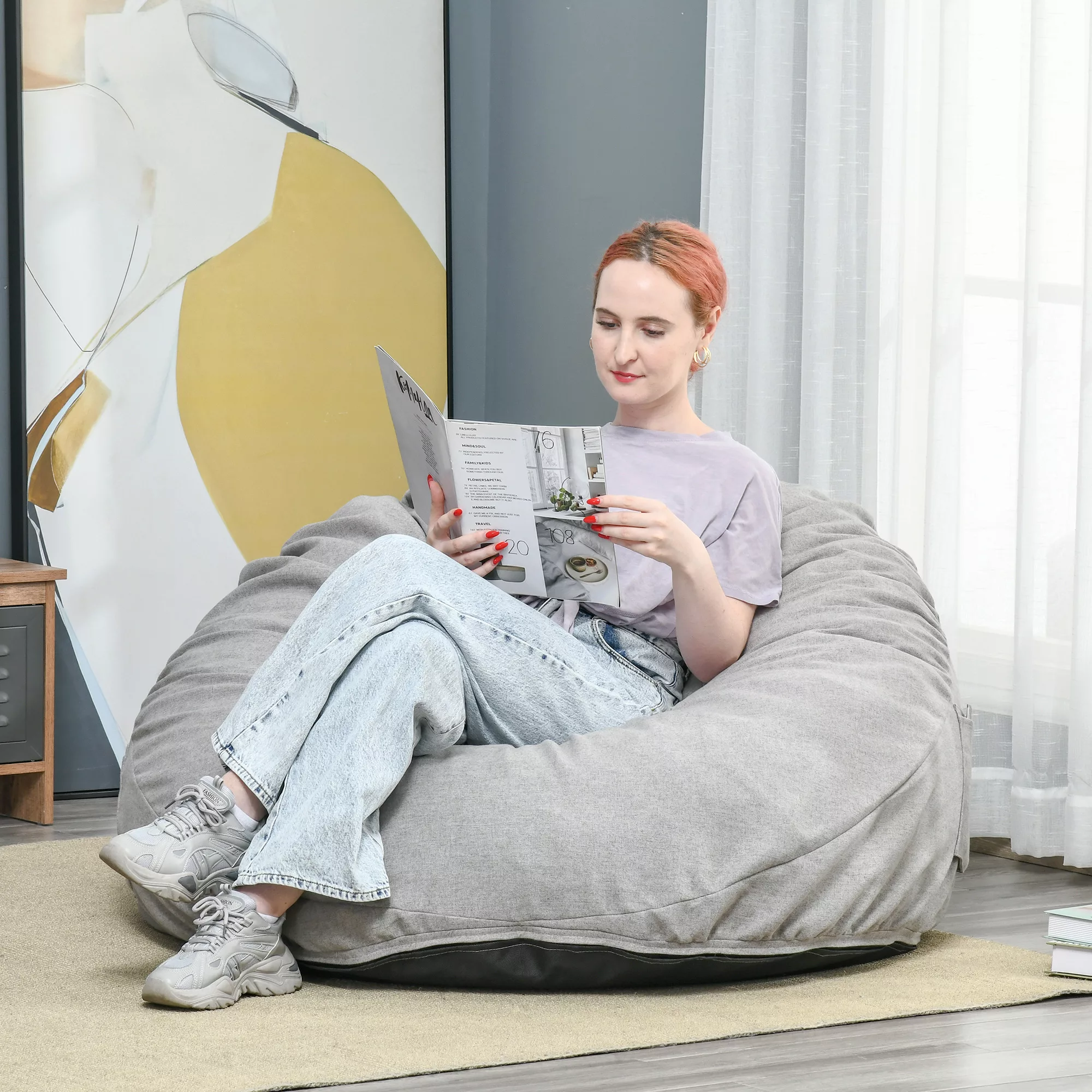 HOMCOM Sitzsack  Aufblasbares Sofa, Bodensessel mit Seitentaschen, waschbar günstig online kaufen