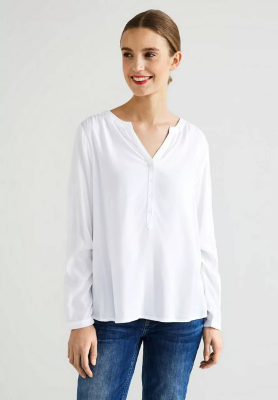 STREET ONE Klassische Bluse Street One Bluse in Unifarbe in White (1-tlg) N günstig online kaufen