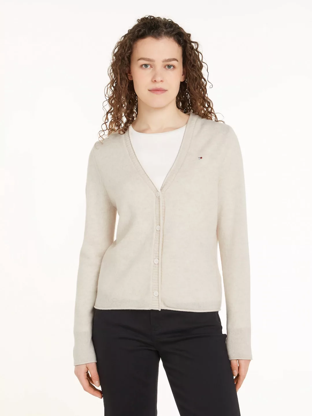 Tommy Hilfiger Strickjacke "SOFT WOOL V-NK CARDIGAN", mit V-Ausschnitt, 100 günstig online kaufen