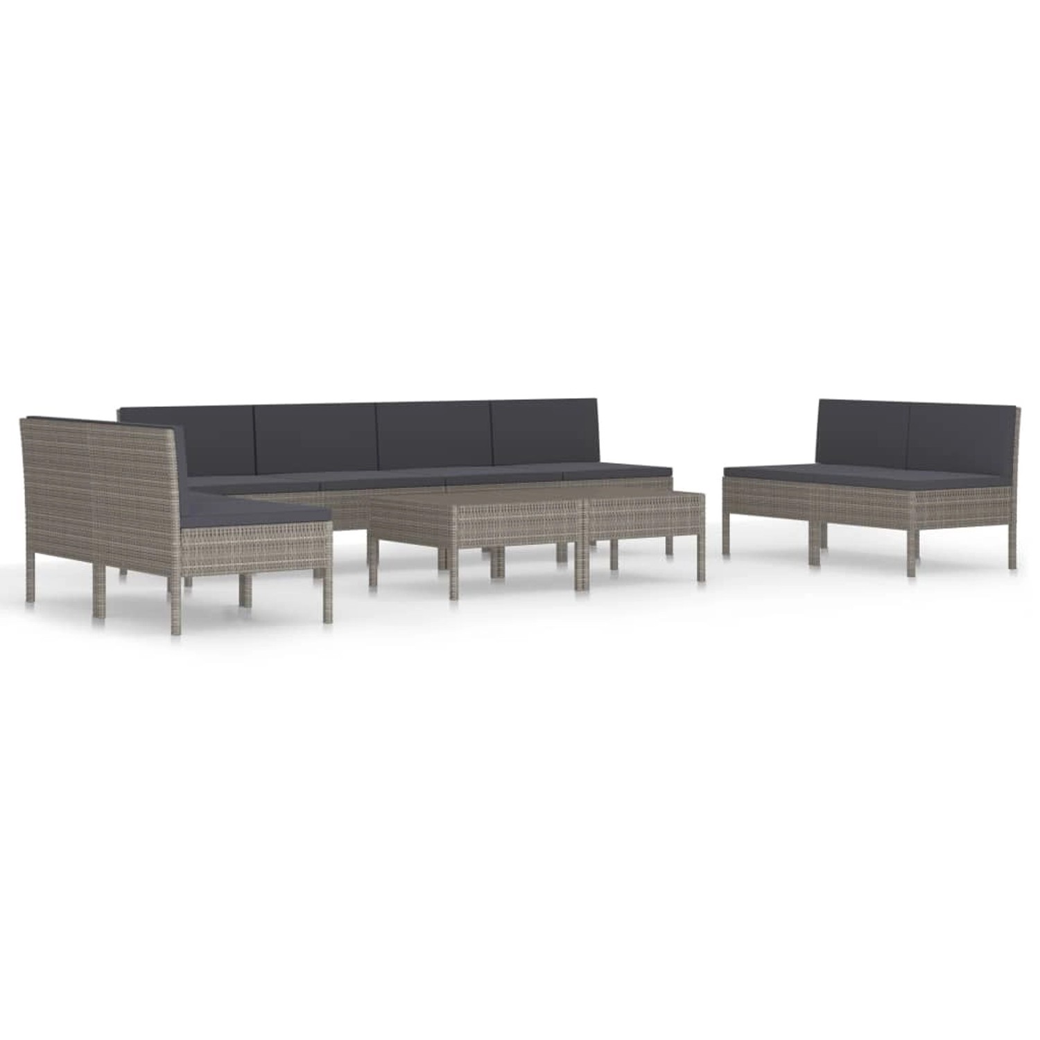 10-tlg. Garten-lounge-set Mit Auflagen Poly Rattan Grau günstig online kaufen