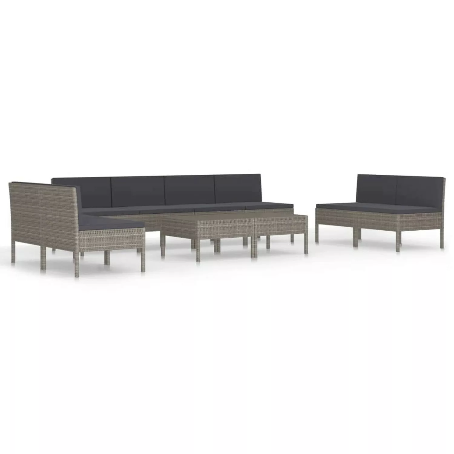 10-tlg. Garten-lounge-set Mit Auflagen Poly Rattan Grau günstig online kaufen