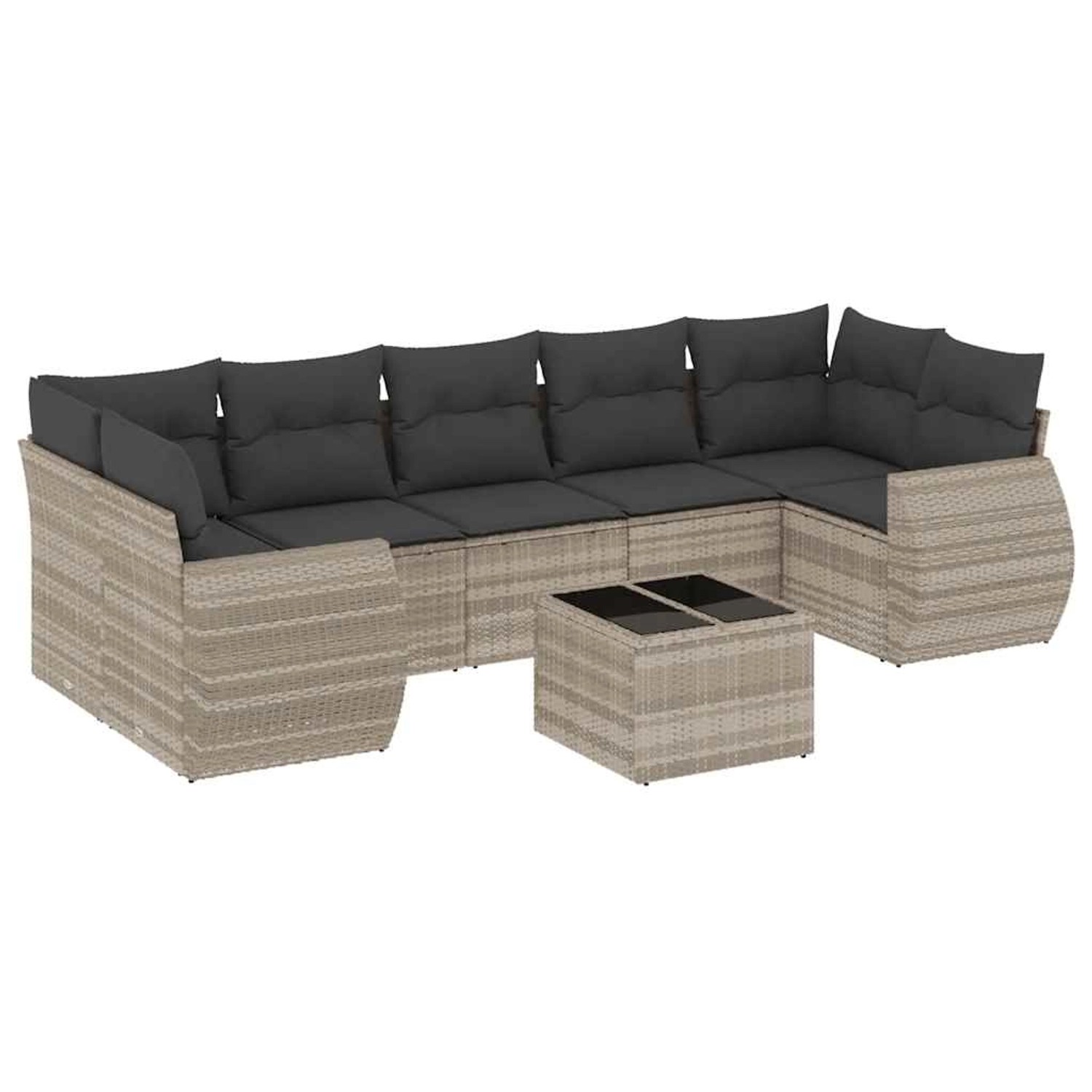 vidaXL 8-Tlg Garten-Sofagarnitur mit Kissen Hellgrau Poly Rattan 3221141 günstig online kaufen