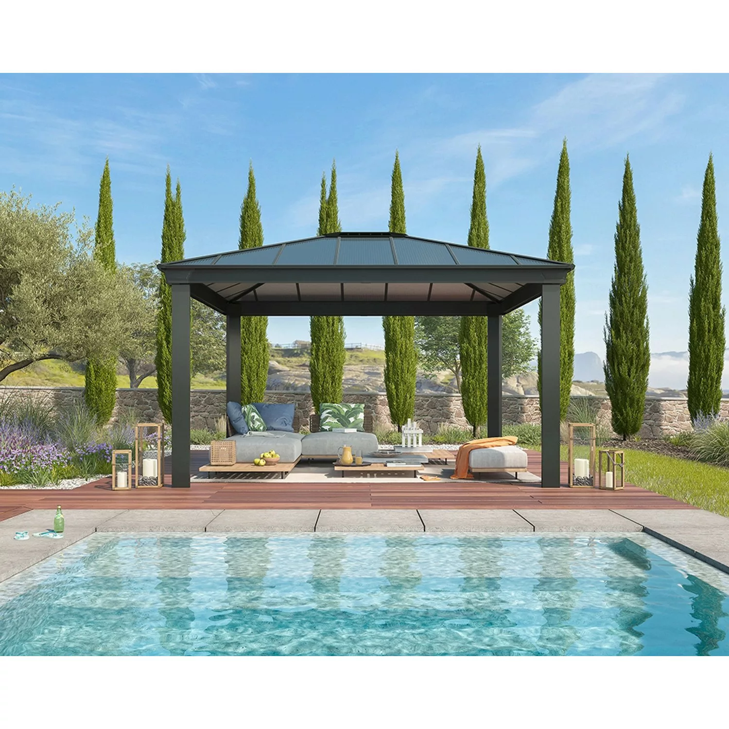 Palram - Canopia  Dallas 4.3 x 3.6 GartenPavillon Anthrazit günstig online kaufen