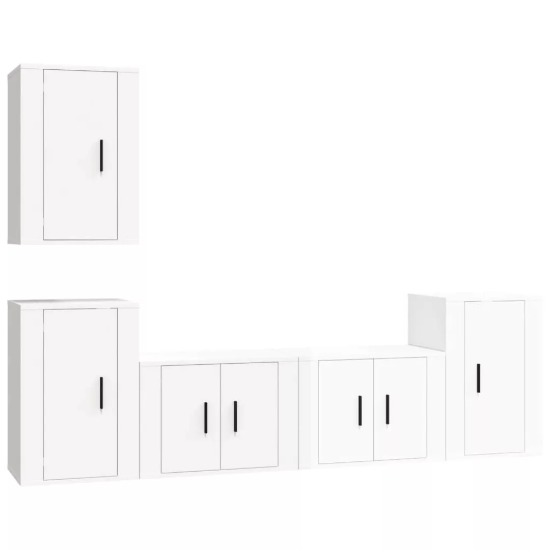 Vidaxl 5-tlg. Tv-schrank-set Hochglanz-weiß Holzwerkstoff günstig online kaufen