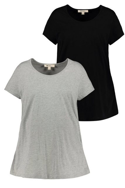 Ulla Popken Rundhalsshirt Bellieva T-Shirt 2er-Pack Umstandsmode Rundhals ( günstig online kaufen