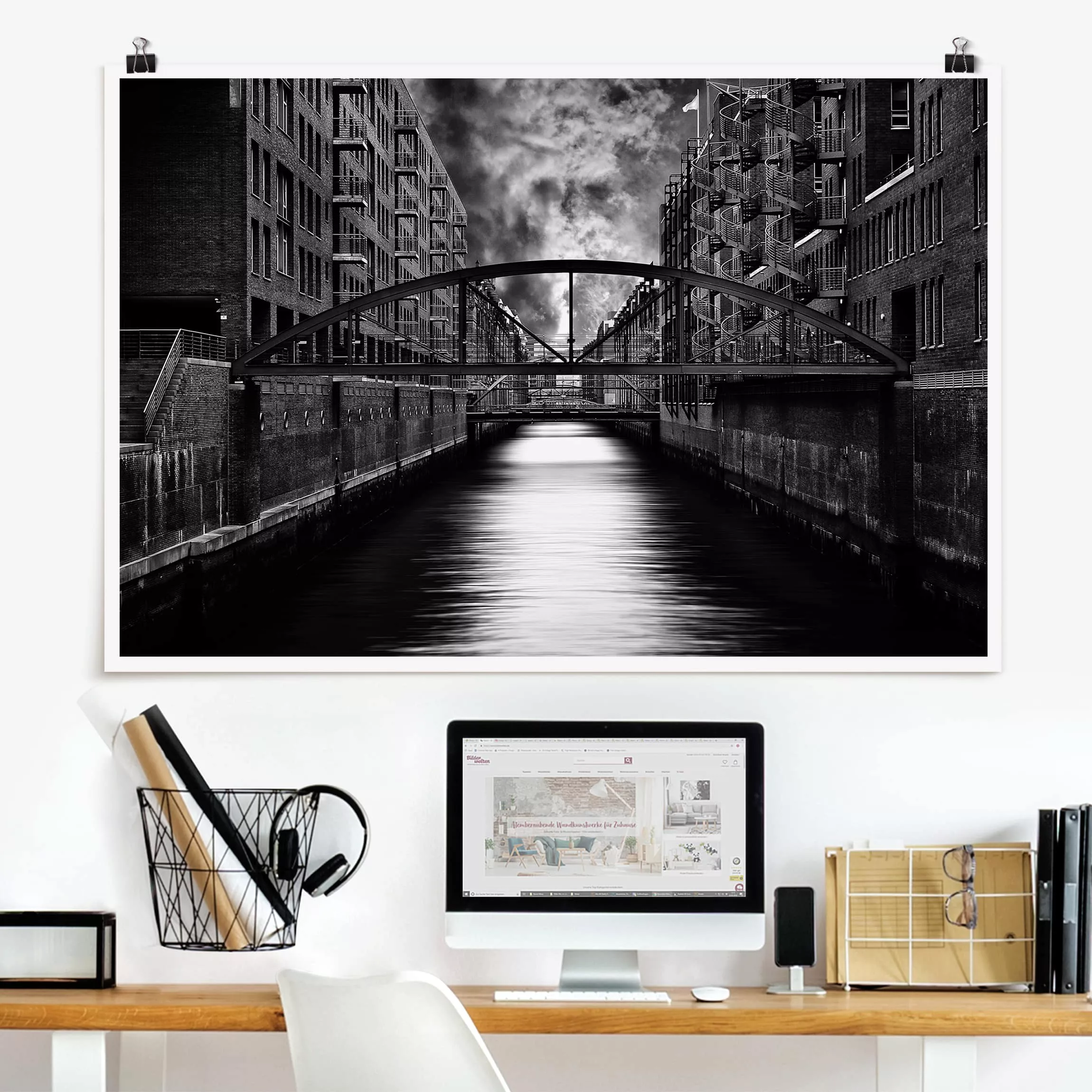 Poster Architektur & Skyline - Querformat Hamburgs andere Seite günstig online kaufen