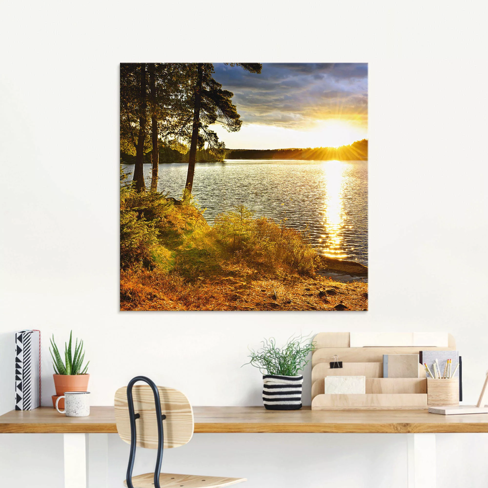 Artland Glasbild »Sonnenuntergang über See Algonquin Park«, Sonnenaufgang & günstig online kaufen