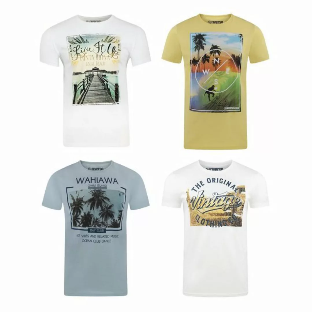 riverso Tshirt Herren Set Baumwolle Regular Fit RIVLukas 4er Pack günstig online kaufen