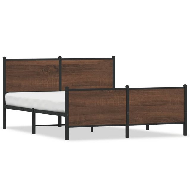 vidaXL Bett, Metallbett ohne Matratze Braun Eichen-Optik 140x200 cm günstig online kaufen