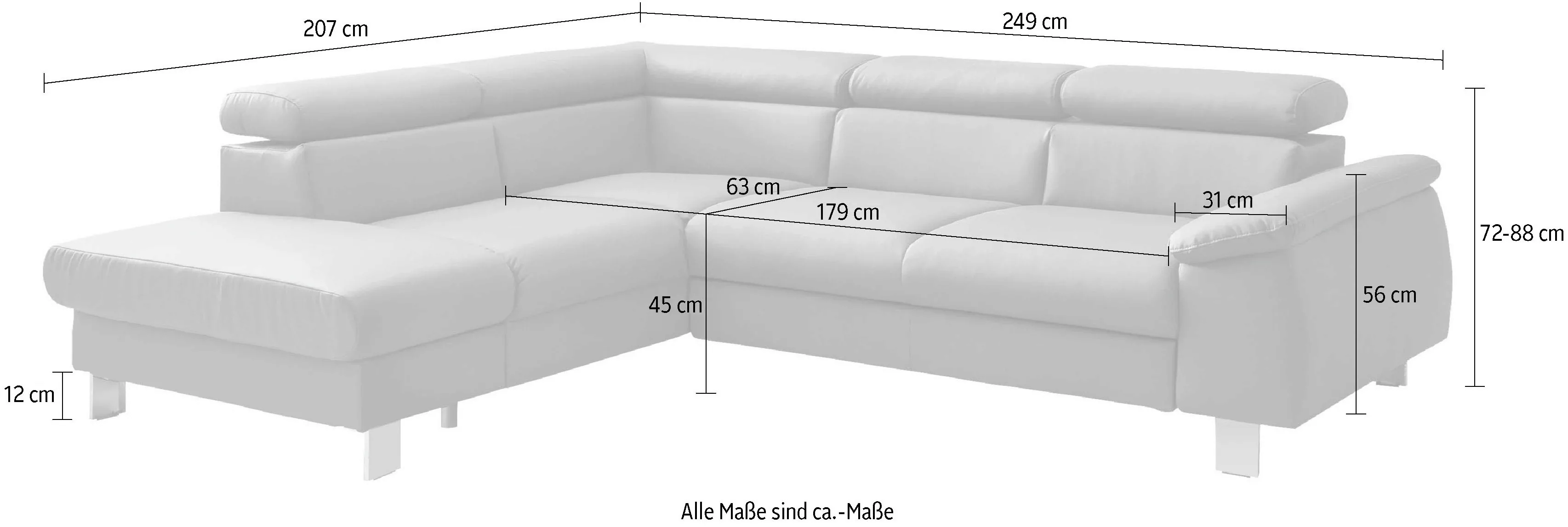 COTTA Ecksofa »Komaris L-Form«, inklusive Kopf- bzw. Rückenverstellung, wah günstig online kaufen