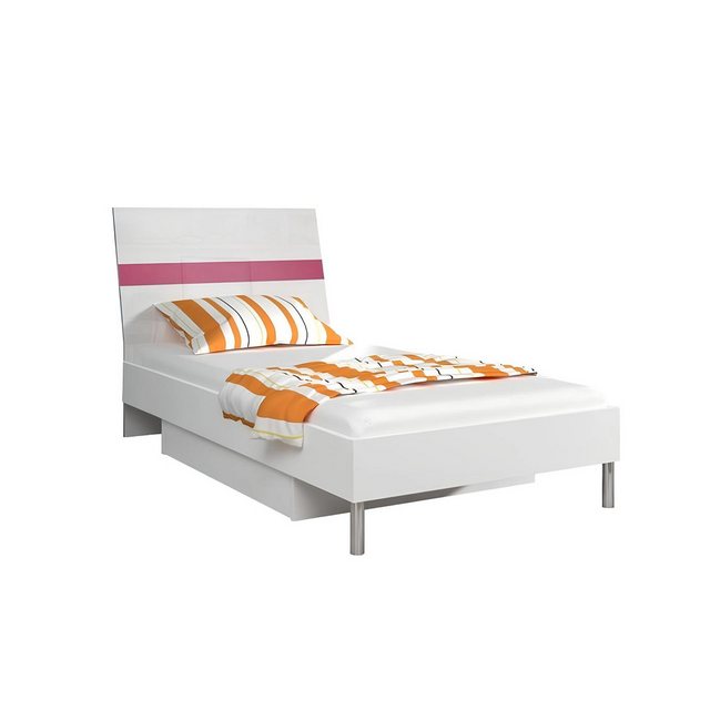 Xlmoebel Bett Rosa Holz Design Einzelbett Hochglanz für Mädchenzimmer (Bett günstig online kaufen