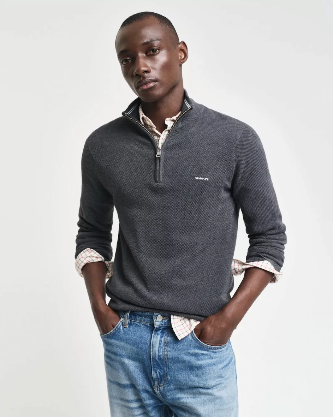 Gant Troyer "COTTON PIQUE HALF ZIP", mit Piqué-Struktur günstig online kaufen