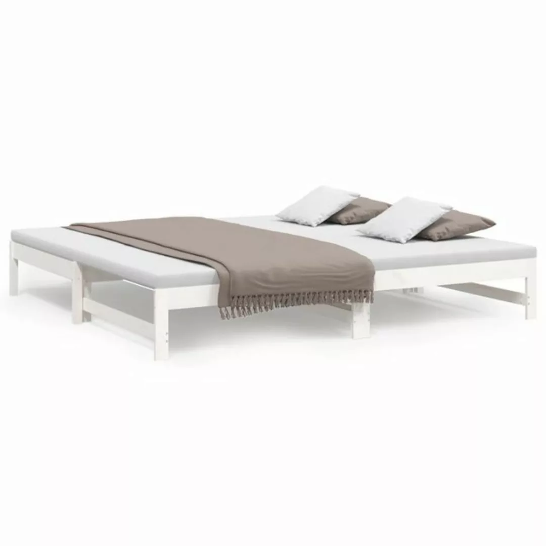 furnicato Bett Tagesbett Ausziehbar Weiß 2x(100x200) cm Massivholz Kiefer günstig online kaufen