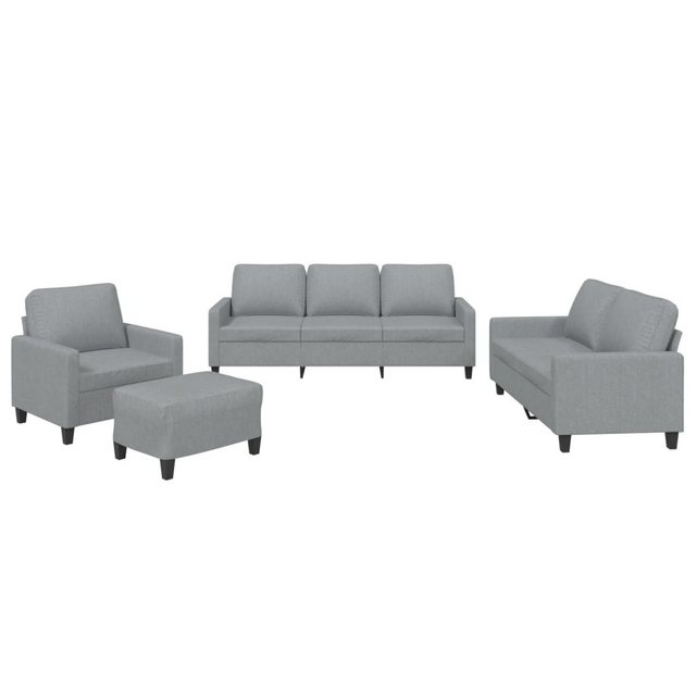 vidaXL Sofa Sofagarnitur mit Kissen Stoff, Standard + Fußhocker, Hellgrau günstig online kaufen