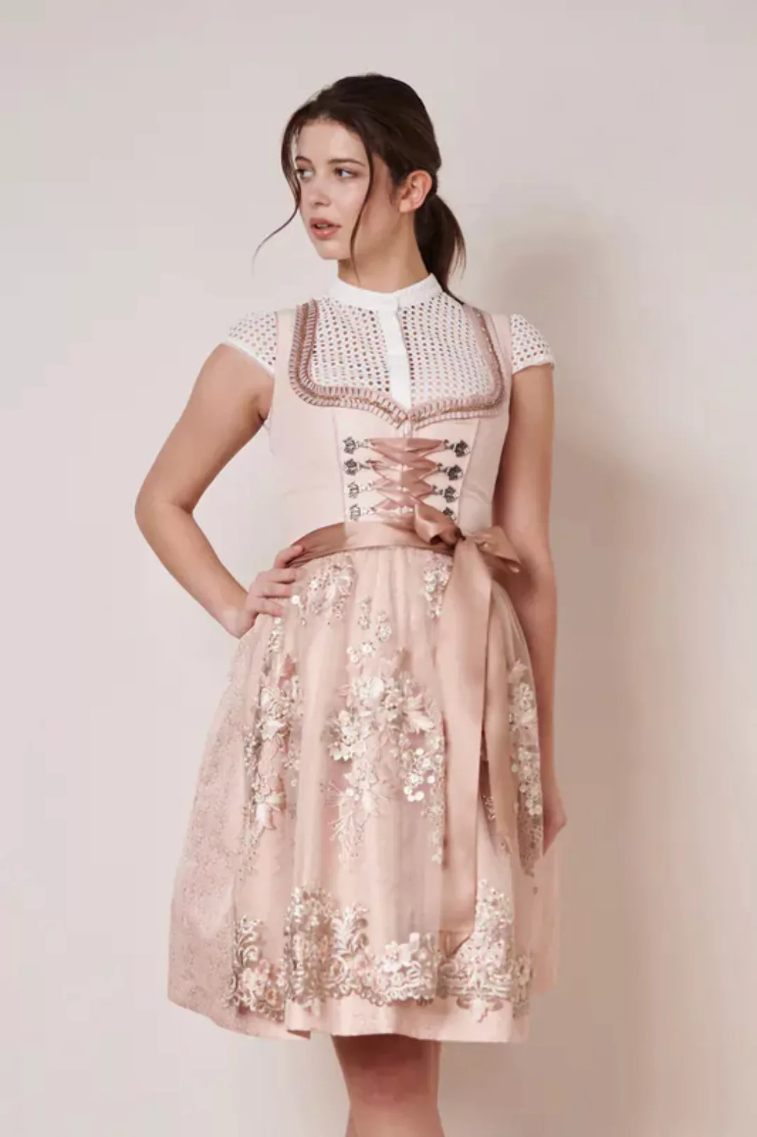 KRÜGER MADL & BUAM Trachtenkleid Midi Dirndl 2tlg. 60cm 411564-060-33 rose günstig online kaufen