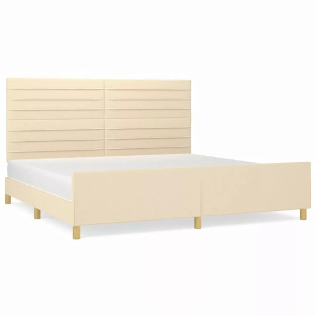 vidaXL Bettgestell Bettrahmen mit Kopfteil Creme 200x200 cm Stoff Bett Bett günstig online kaufen