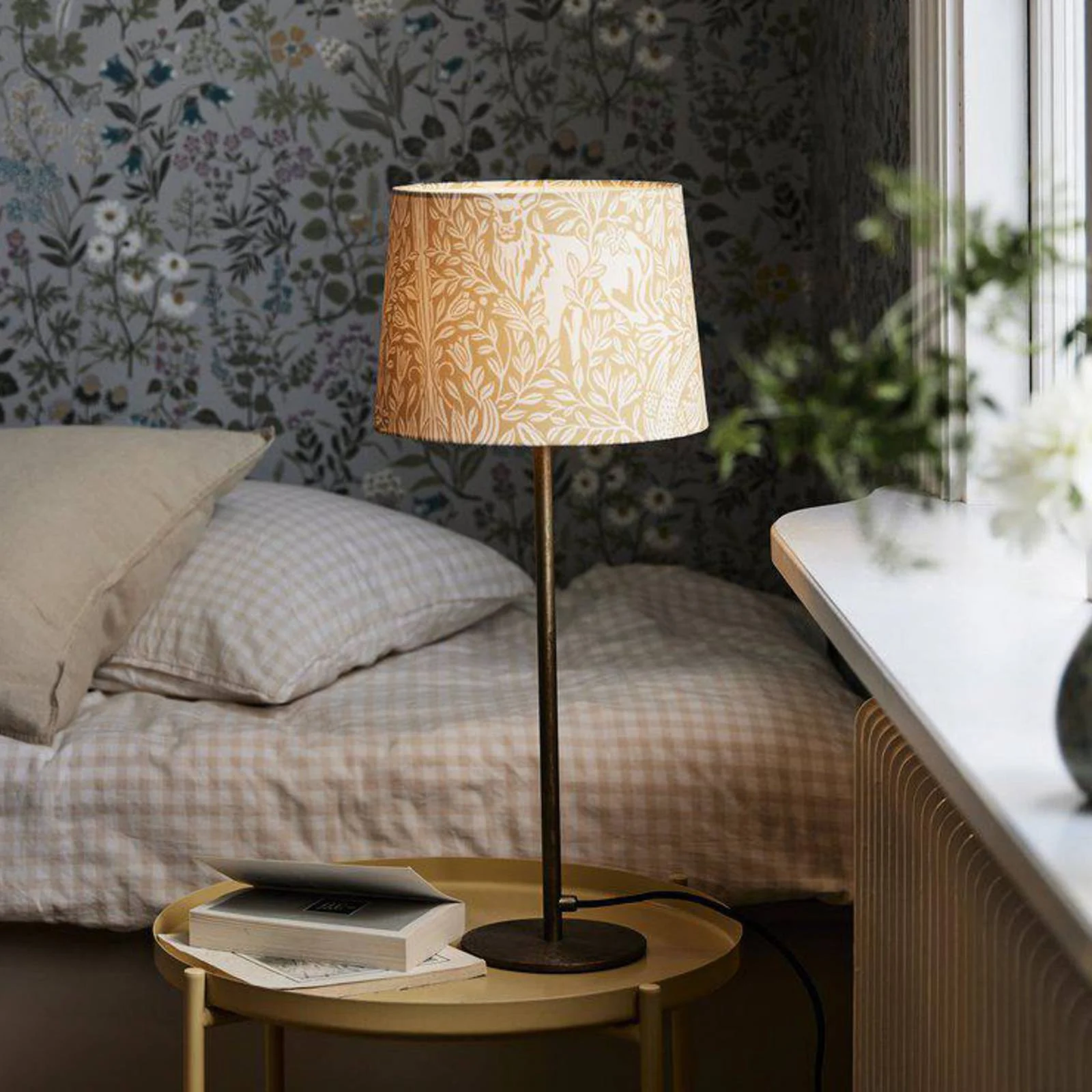 PR Home Tischlampe BASE ELDERTREE, gelb, Höhe 58 cm, Stoff günstig online kaufen