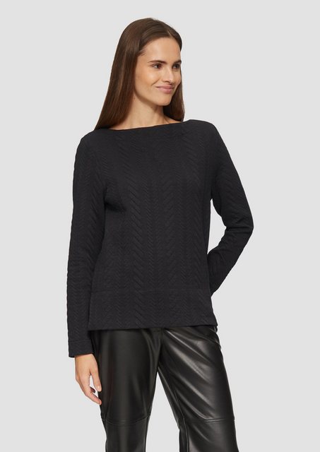 s.Oliver Sweatshirt Strukturiertes Jacquard-Sweatshirt mit U-Boot-Ausschnit günstig online kaufen