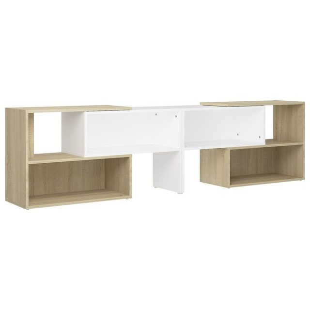 furnicato TV-Schrank Weiß und Sonoma-Eiche 149x30x52 cm Holzwerkstoff günstig online kaufen