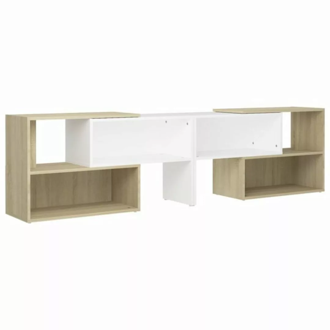 furnicato TV-Schrank Weiß und Sonoma-Eiche 149x30x52 cm Holzwerkstoff (1-St günstig online kaufen